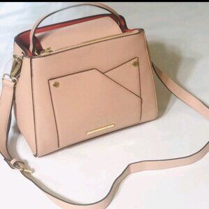 Steve Madden Top Handle Shoulder Purse Blush Pink Red Interior 12x10x7